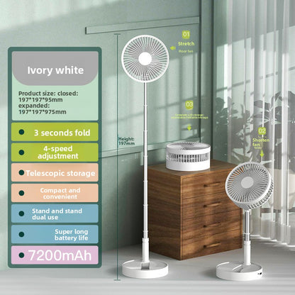FanFlex Pro – Ventilateur de Table Télescopique USB 7200mAh | 4 Vitesses | Silencieux <40dB