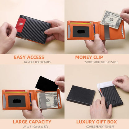 Portefeuille Bi-fold Anti-RFID Fibre de Carbone — Protection Cartes