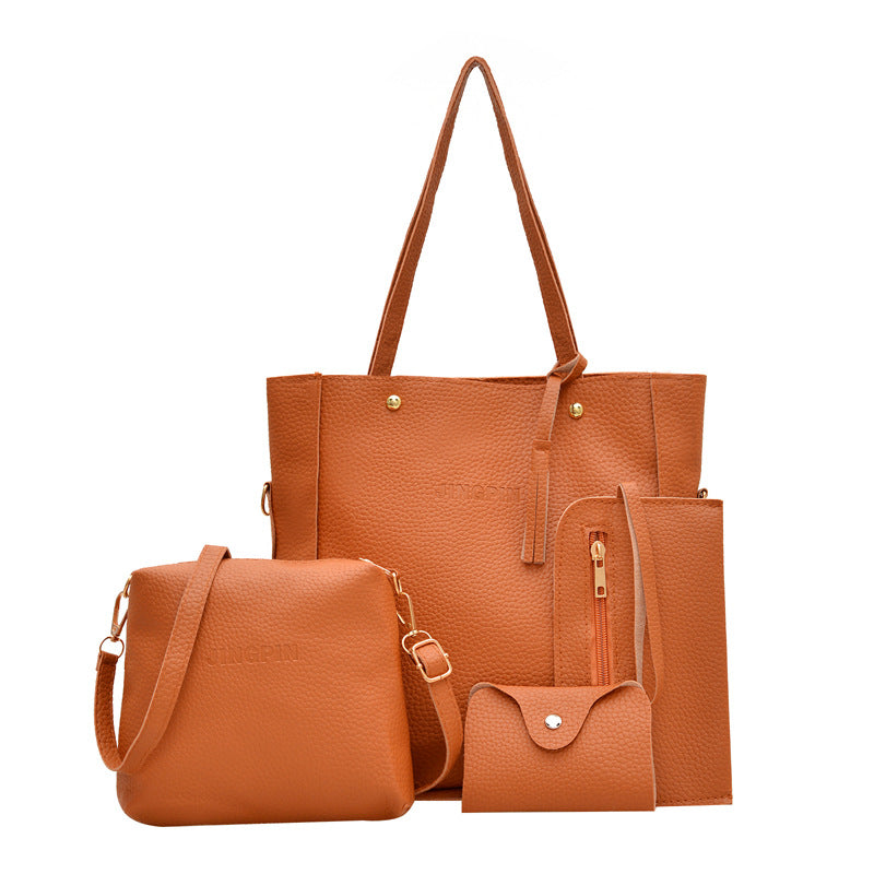 Ensemble Sac À Main Femme Texturé Litchi Style Rétro