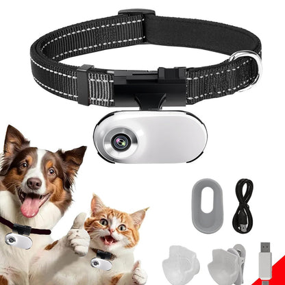 Caméra HD pour Collier Animal de Compagnie — Angle Réglable 360° / 1080P / Noir ou Blanc