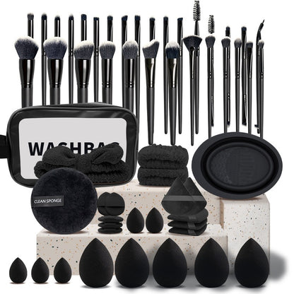 Set Pinceaux Maquillage Professionnel 56 Pièces + Éponge & Houppette — 4 Coloris