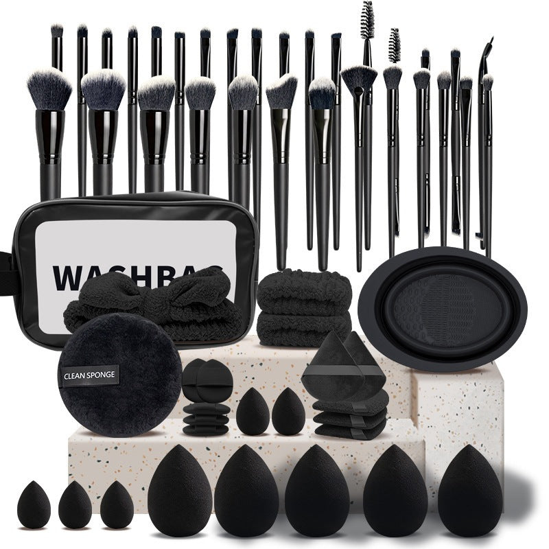 Set Pinceaux Maquillage Professionnel 56 Pièces + Éponge & Houppette — 4 Coloris