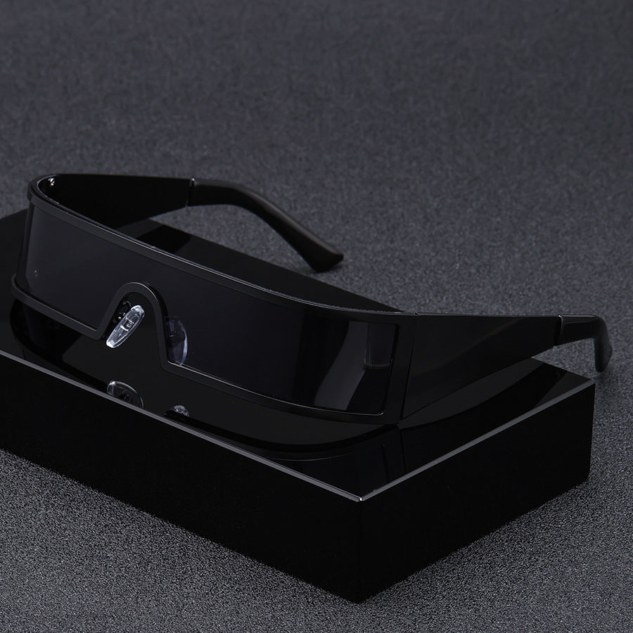 Lunettes de Soleil Punk Futuristes Monture Métal UV400 Coupe-Vent