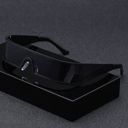 Lunettes de Soleil Punk Futuristes Monture Métal UV400 Coupe-Vent