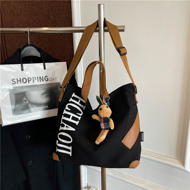 Tote Bag Canvas Style Japonais & Peluche Lapin — 4 Coloris