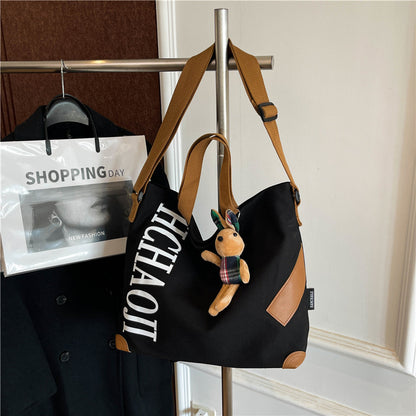 Tote Bag Canvas Style Japonais & Peluche Lapin — 4 Coloris