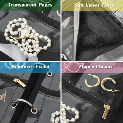 Trousse Rangement Bijoux PVC Transparent & Velours — Multi-Compartiments