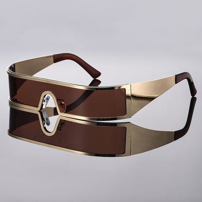 Lunettes de Soleil Punk Futuristes Monture Métal UV400 Coupe-Vent