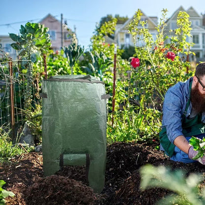 Sac à Compost Réutilisable avec Fenêtre Transparente — PE / 45×80 cm / Vert