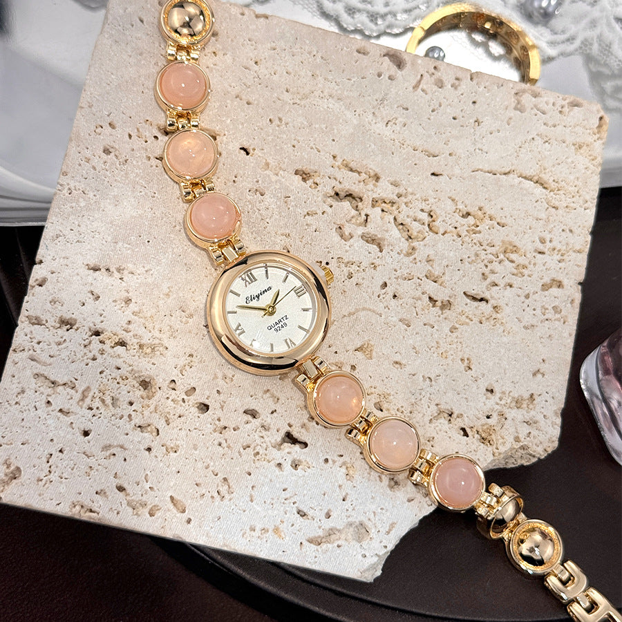 Montre Femme Vintage Quartz Bracelet Pierres Semi-Précieuses
