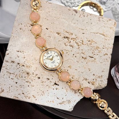 Montre Femme Vintage Quartz Bracelet Pierres Semi-Précieuses