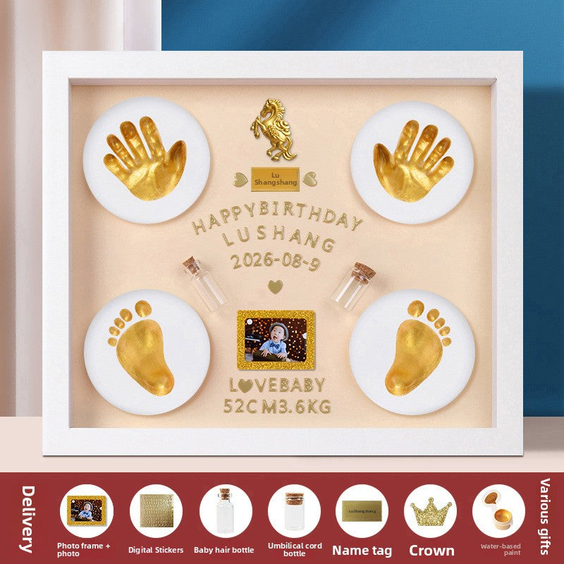 Kit Empreintes Mains & Pieds Bébé — Argile Non Toxique / Cadre 30 cm / Coffret Cadeau