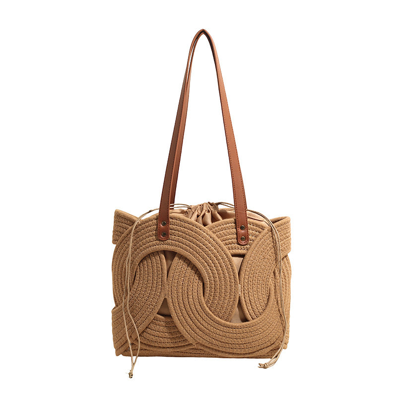 Sac Bandoulière Tressé Main Anneaux Ajourés