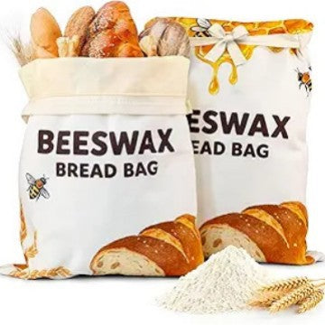 Herbruikbare broodzak met bijenwas / Set van 2