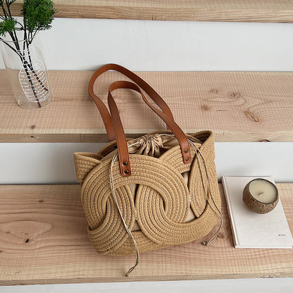 Sac Bandoulière Tressé Main Anneaux Ajourés