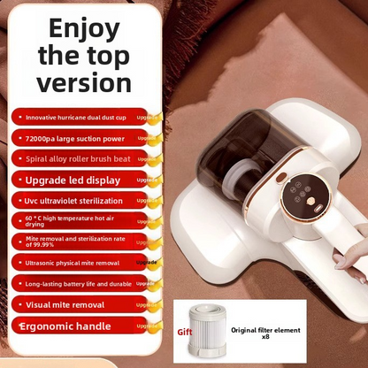 MiteKill Pro L8 – Aspirateur Anti-Acariens UV Sans Fil | 72000Pa, Stérilisation 99,99%, Air Chaud