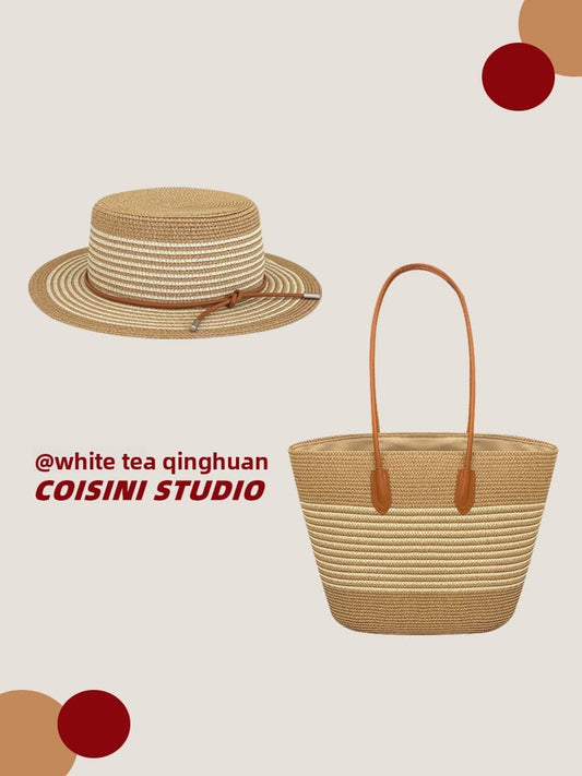 StrawSet – Kit Sac Cabas + Chapeau Paille Tressé Femme