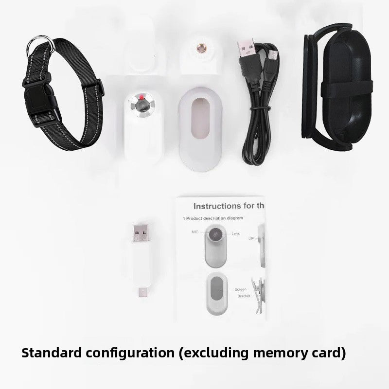 Caméra HD pour Collier Animal de Compagnie — Angle Réglable 360° / 1080P / Noir ou Blanc