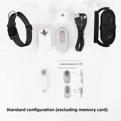 Caméra HD pour Collier Animal de Compagnie — Angle Réglable 360° / 1080P / Noir ou Blanc