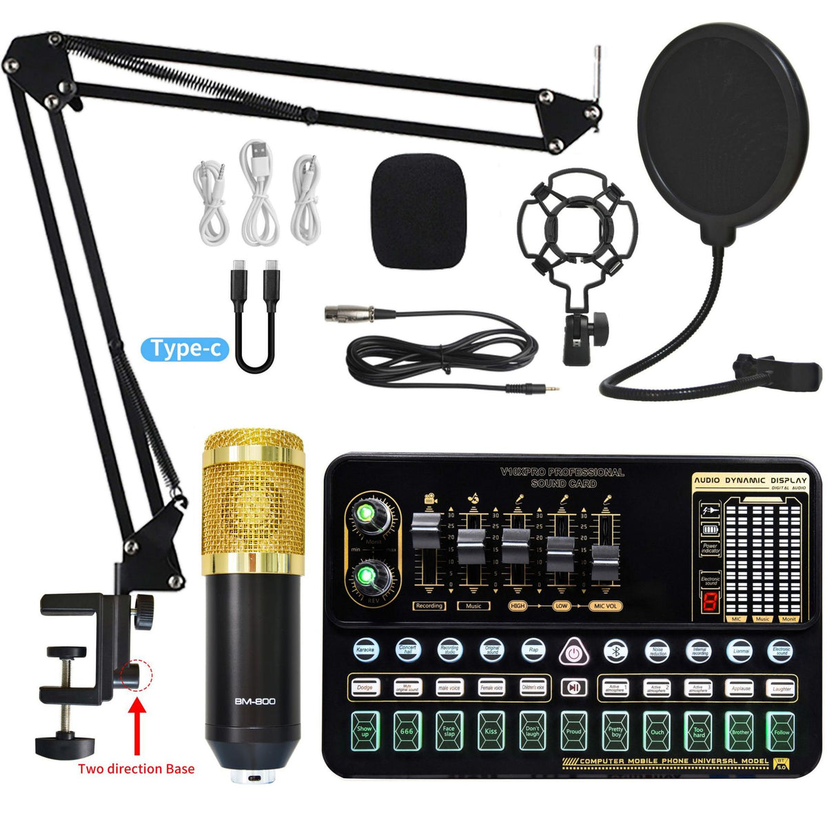 Carte Son Professionnelle V10XPRO avec Microphone — Live & Studio