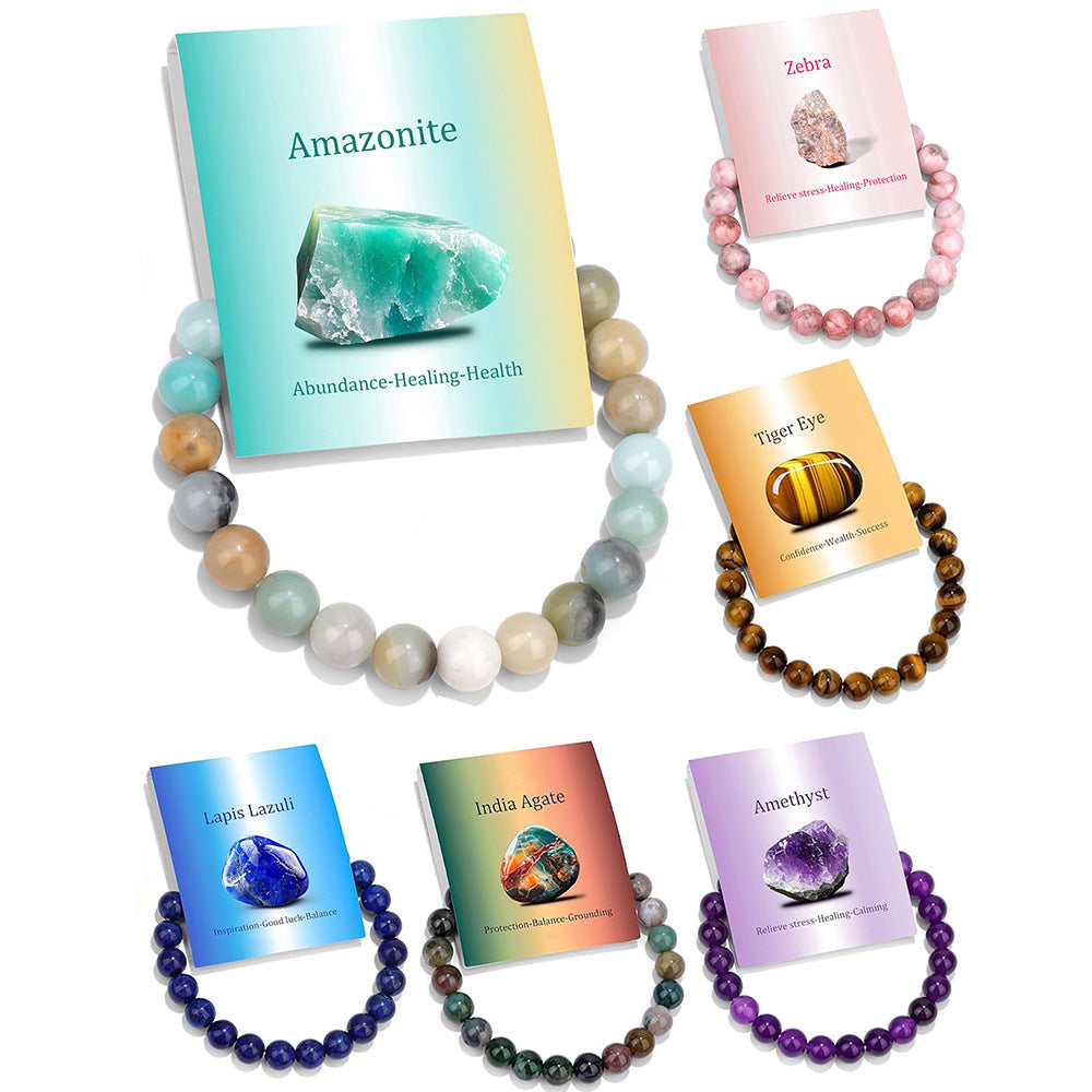 Bracelet Pierres Naturelles Élastique Fait Main Unisexe