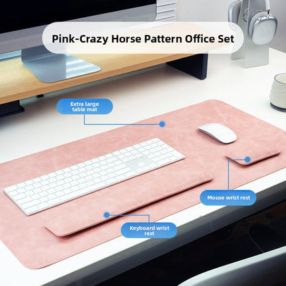 Ensemble de Bureau 3 Pièces — Tapis de Souris XXL 90x40 cm & Repose-Poignets