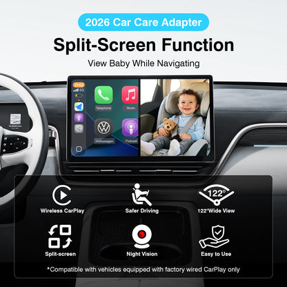 Moniteur Bébé pour Siège Auto — Caméra 5 MP / Vision Nocturne / CarPlay