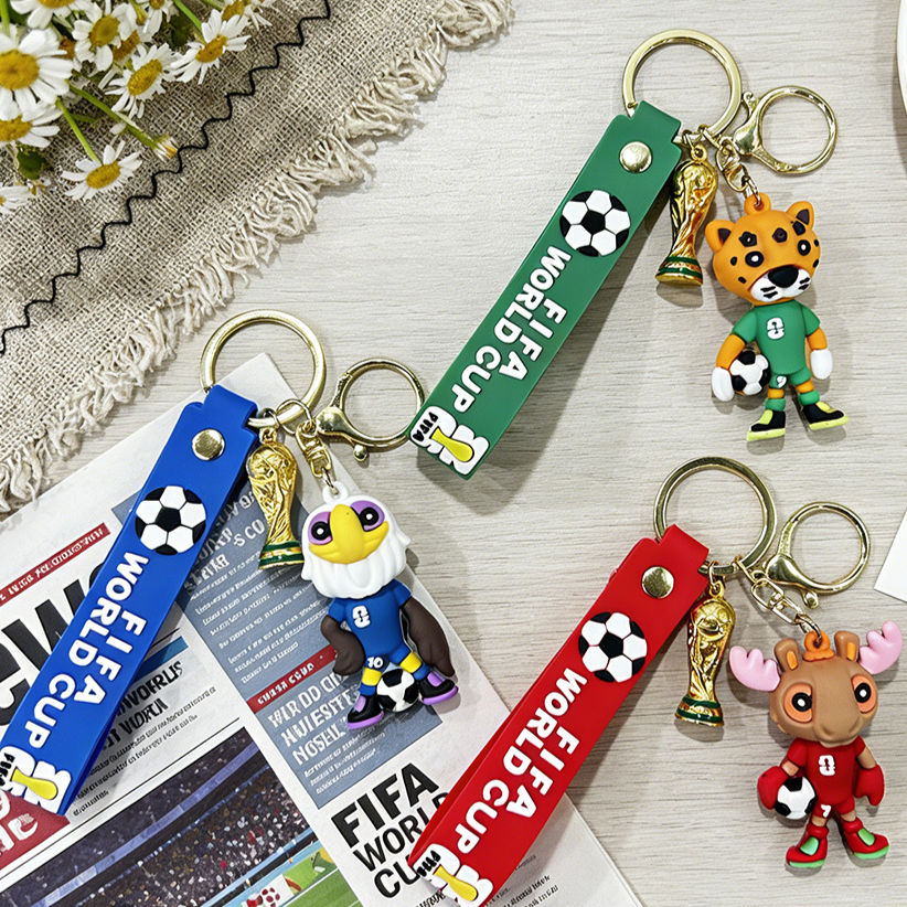 World Cup Mascot Keychain Football Trophy Pendant