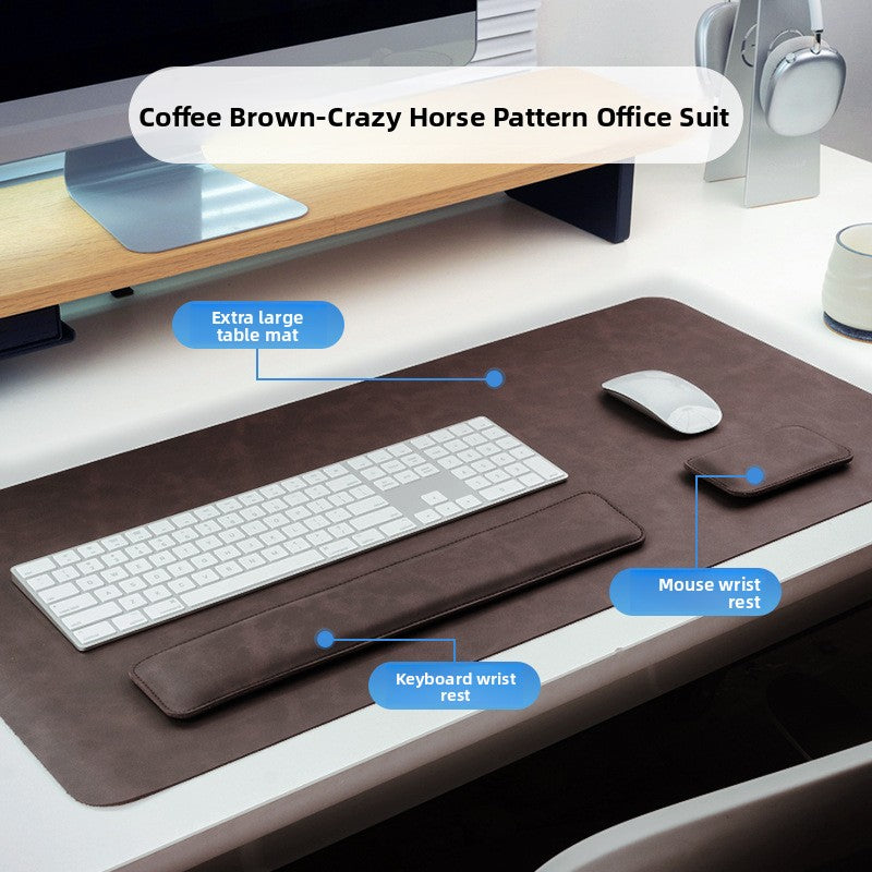 Ensemble de Bureau 3 Pièces — Tapis de Souris XXL 90x40 cm & Repose-Poignets