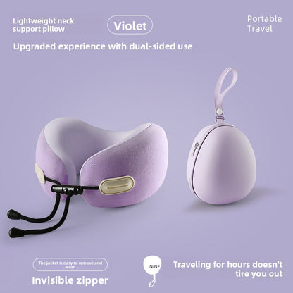 Oreiller de Voyage Cervical Mémoire de Forme — Tissu Ice Silk / Boîte Œuf / 4 Coloris