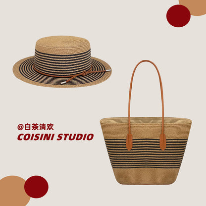 StrawSet – Kit Sac Cabas + Chapeau Paille Tressé Femme