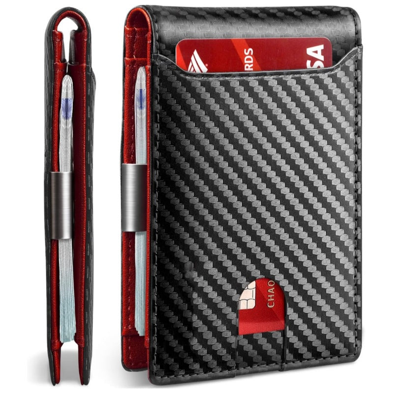 Portefeuille Bi-fold Anti-RFID Fibre de Carbone — Protection Cartes