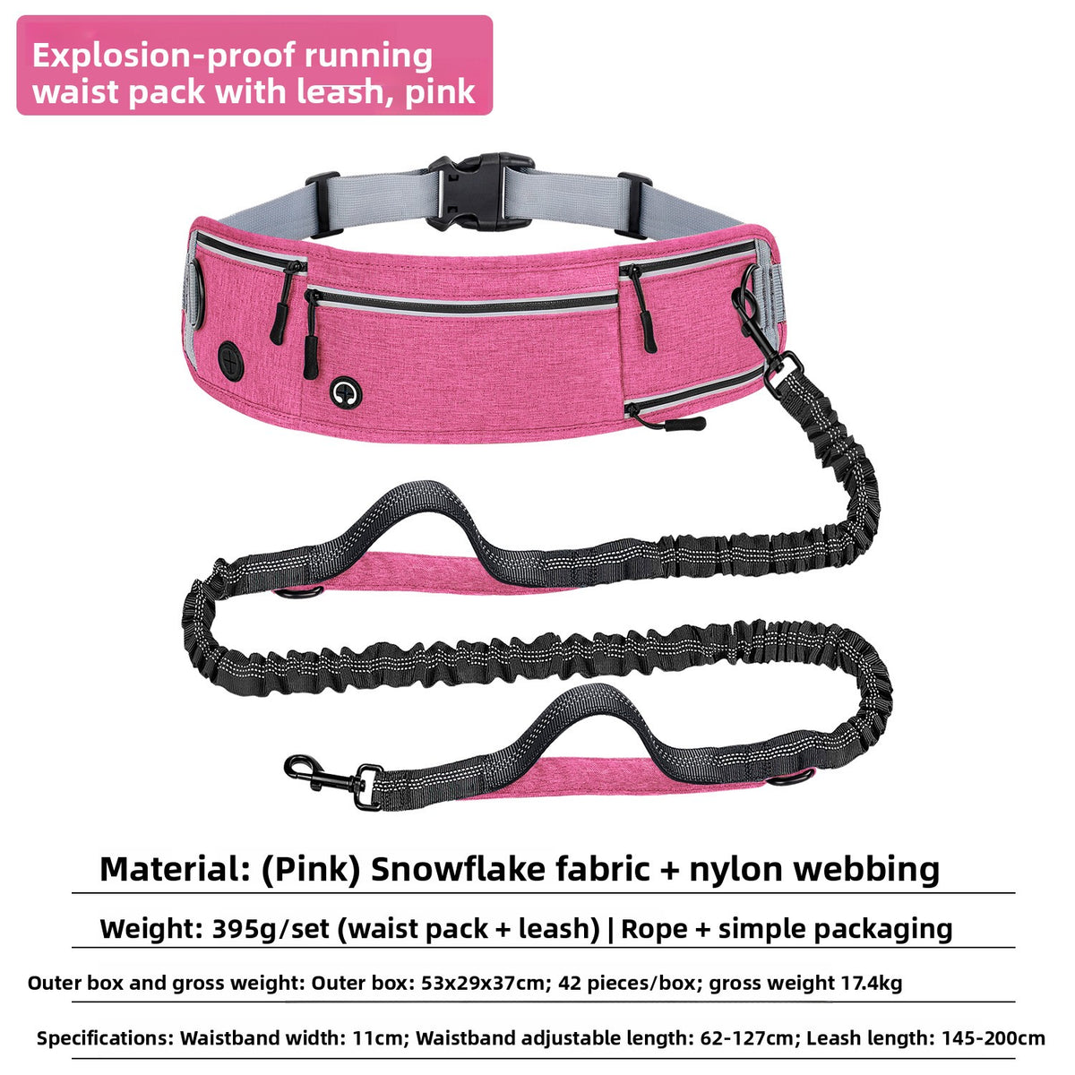 Laisse Running Chien Mains-Libres avec Ceinture Lombaire