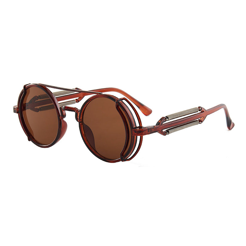Lunettes de Soleil Rondes Cyberpunk Double Ressort UV400