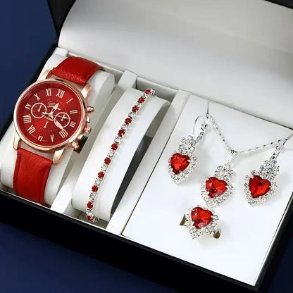 Montre Femme Quartz & Bijoux 5 Pièces