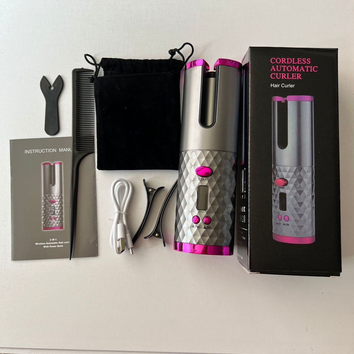 Fer à Boucler Automatique Sans Fil Rechargeable — 3-en-1 / 15 Températures / 5 Coloris