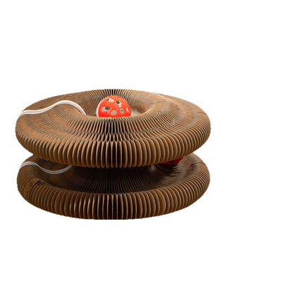 Opvouwbare magnetische krabpaal voor katten met belletjesbal