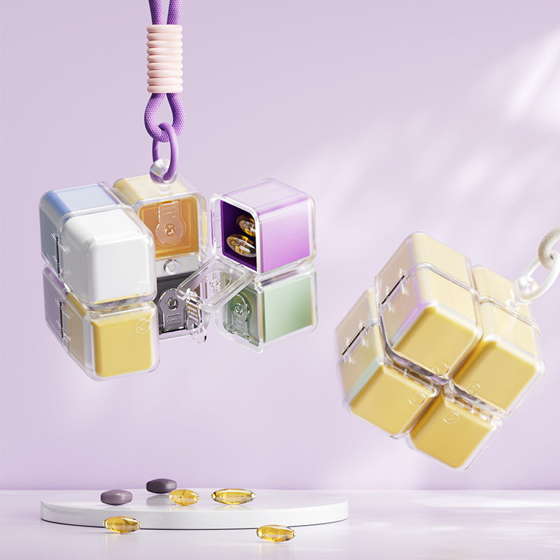 Pilulier cube pliable