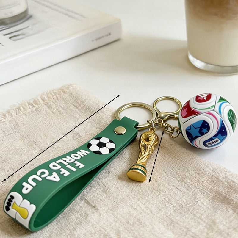 World Cup Mascot Keychain Football Trophy Pendant