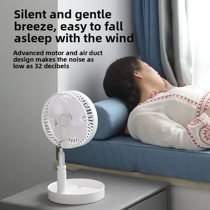 FanFlex Pro – Ventilateur de Table Télescopique USB 7200mAh | 4 Vitesses | Silencieux <40dB