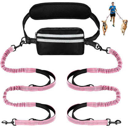 DuoLeash Pro – Laisse Double Chien Extensible + Sac Banane
