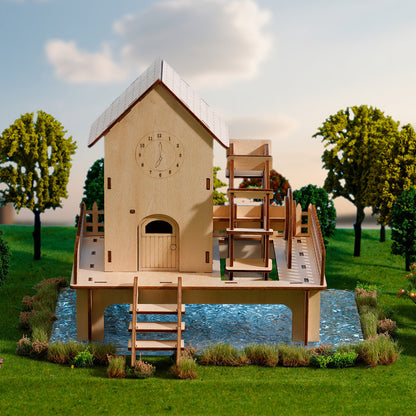 Puzzle 3D en Bois de Style Européen — Modèle Architectural À Assembler