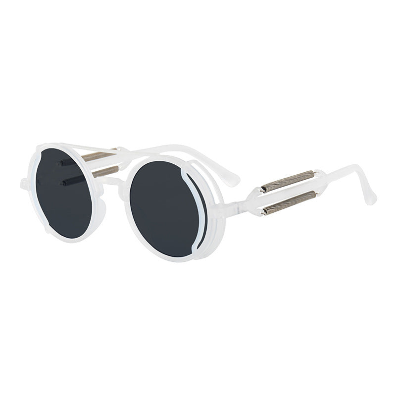 Lunettes de Soleil Rondes Cyberpunk Double Ressort UV400