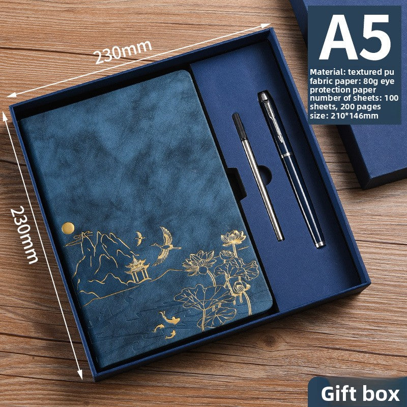 Coffret Carnet A5 en Simili Cuir avec Dorure