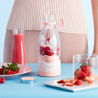 MagBlend Pro – Draagbare Sapcentrifuge Blender Magnetisch Opladen 150W | 350ml, Wit & Roze