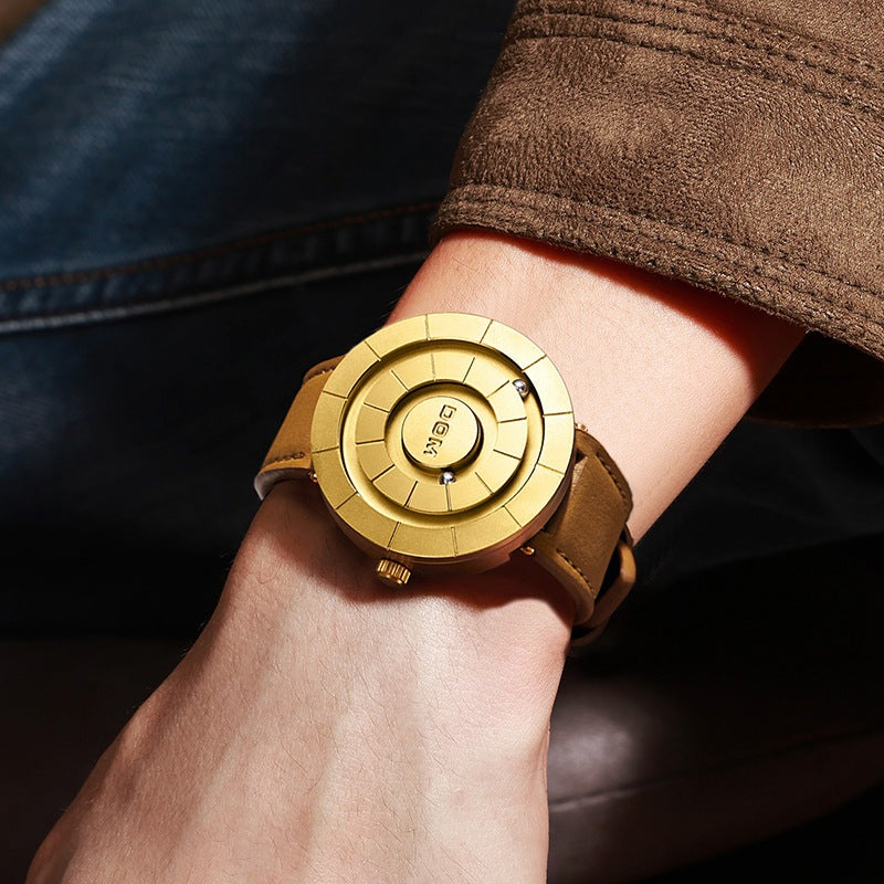 Montre DOM Billes Magnétiques — Cadran Sans Aiguilles / Quartz / Cuir Véritable