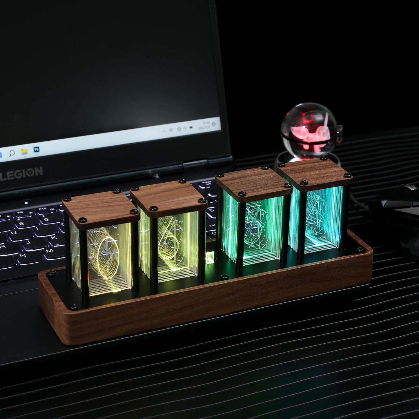 TimeLux Pro – RGB LED Wi-Fi slimme wekker | 8 modi, app-bediening & walnootdesign