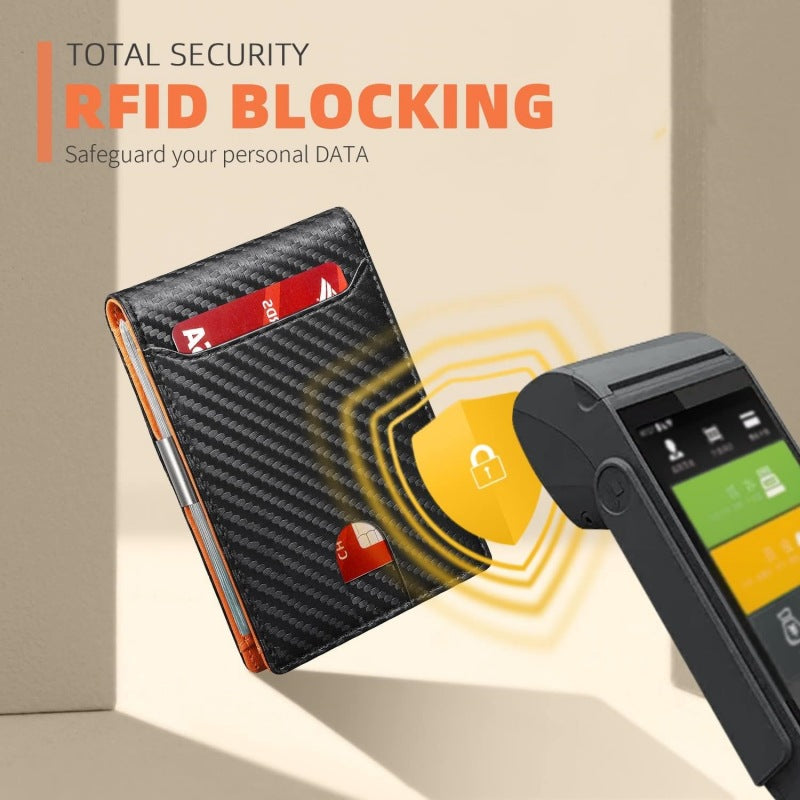 Portefeuille Bi-fold Anti-RFID Fibre de Carbone — Protection Cartes