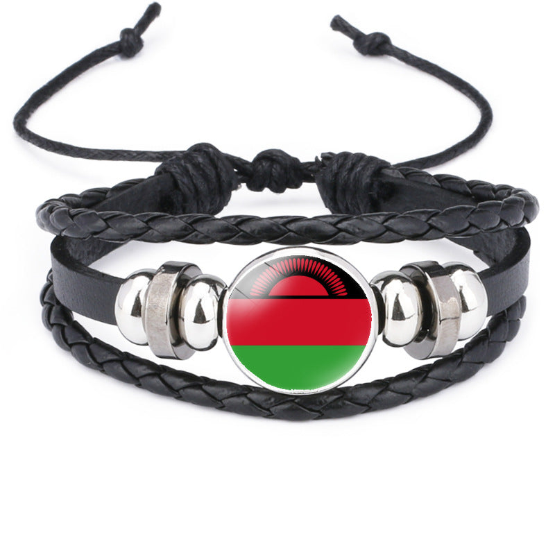 AfricaFlag – Bracelet Cuir 6 Drapeau Africain