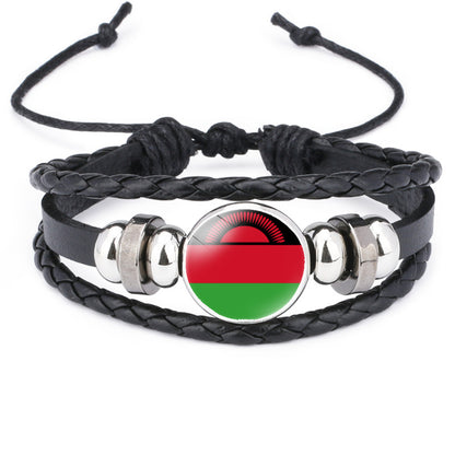 AfricaFlag – Bracelet Cuir 6 Drapeau Africain